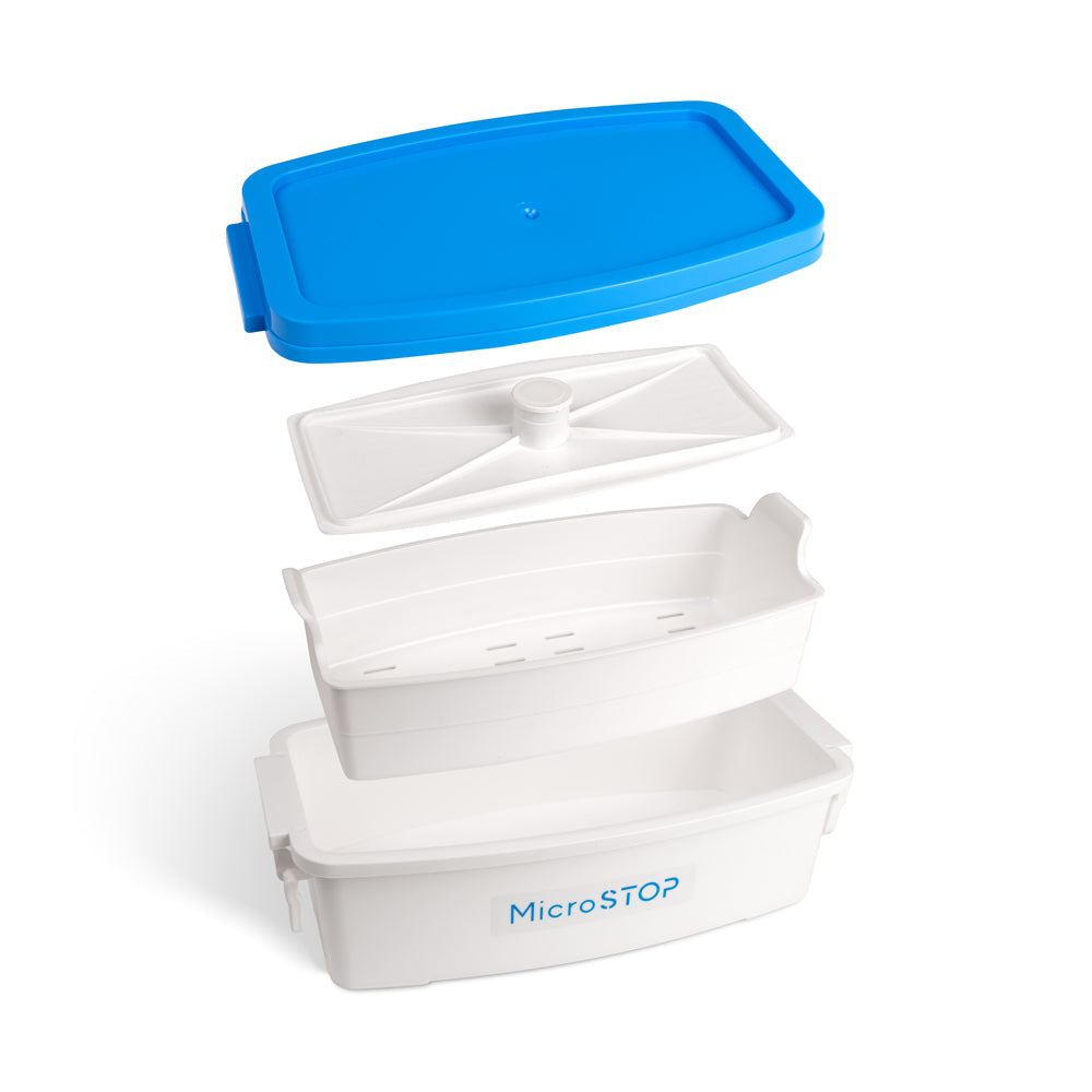 Contenedor MicroSTOP 3L abierto con bandeja