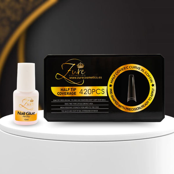 Pack Pegamento de Uñas + Half Tips Coverage 420pcs