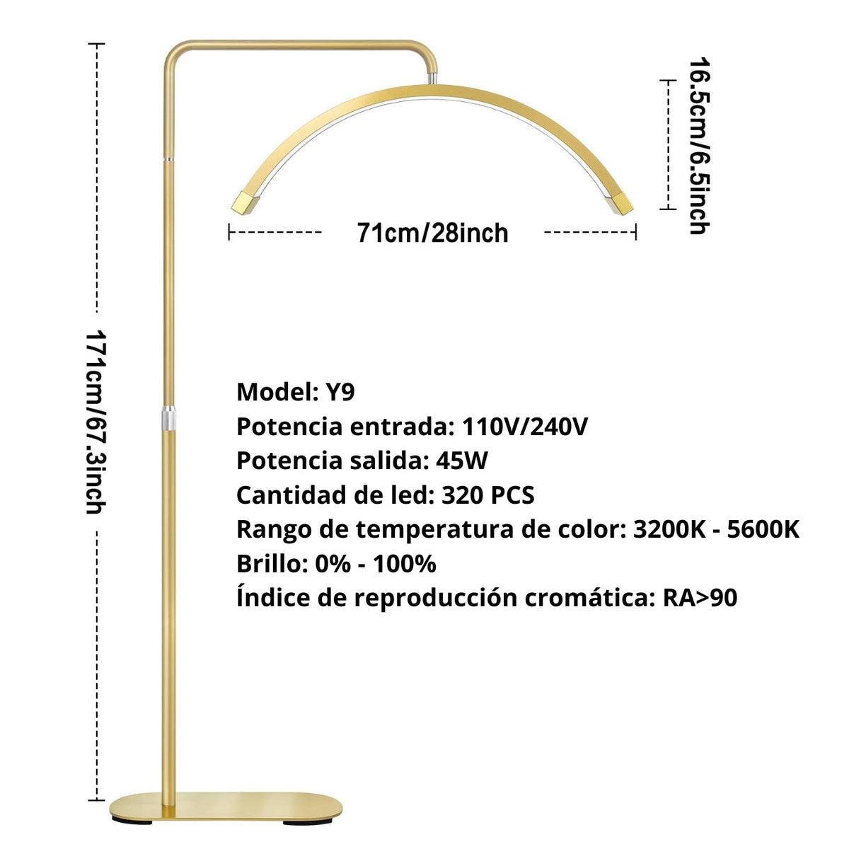 Lampara Moonlight 180º - Dorado – ILARA PRO – vista 6